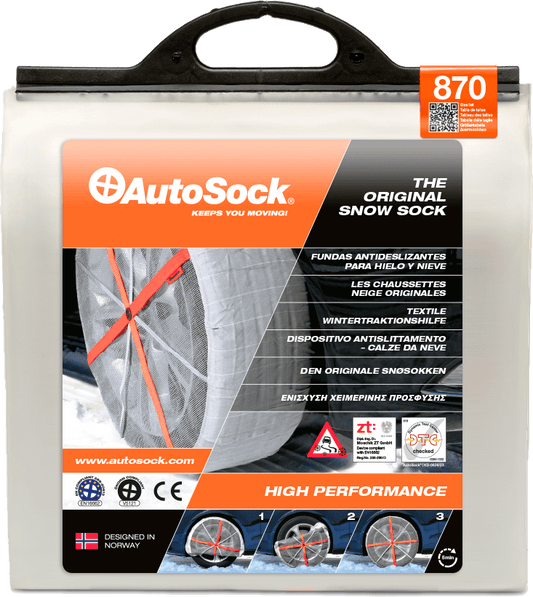 Product Packaging of AutoSock for passenger cars and light commercial vehicles (front view) HP870