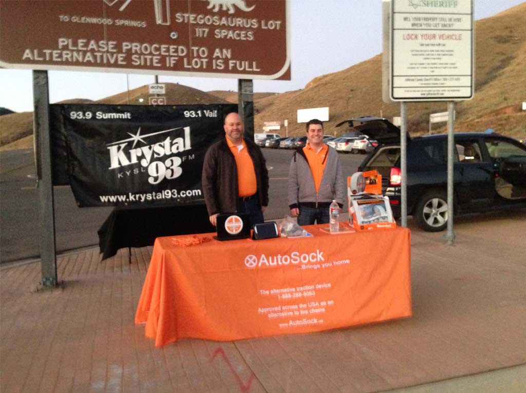 McGee Company represents AutoSock at a stand outside