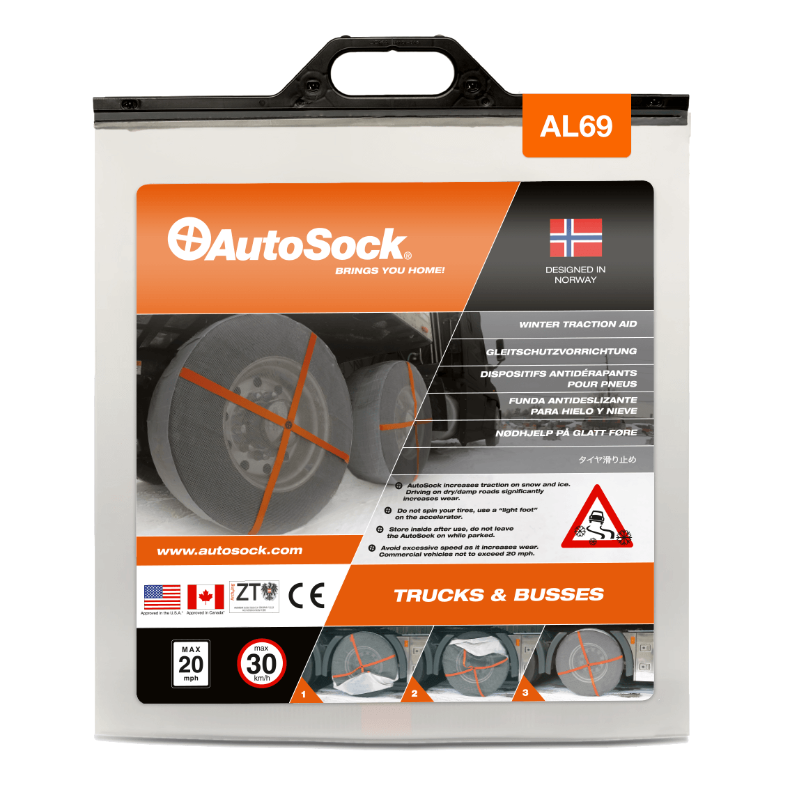 Product Packaging of AutoSock AL 69 AL69 for trucks (front view)