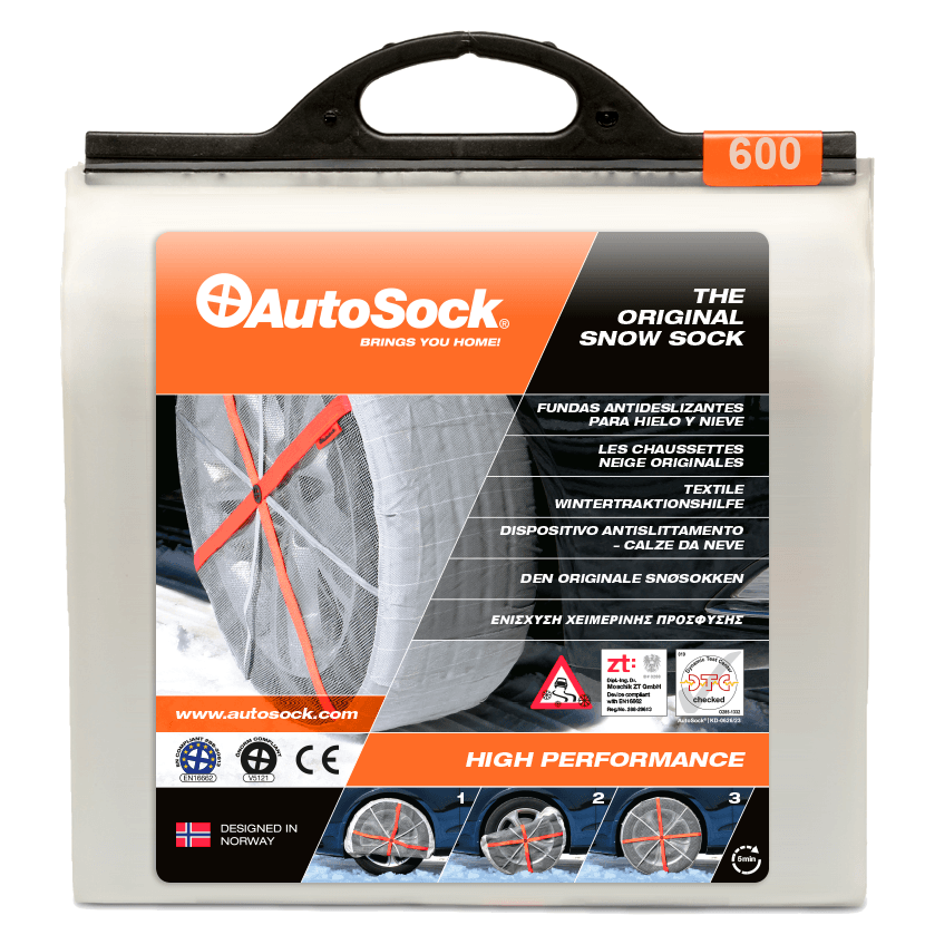 Product Packaging of AutoSock HP 600 HP600 for passenger cars and light commercial vehicles (front view)