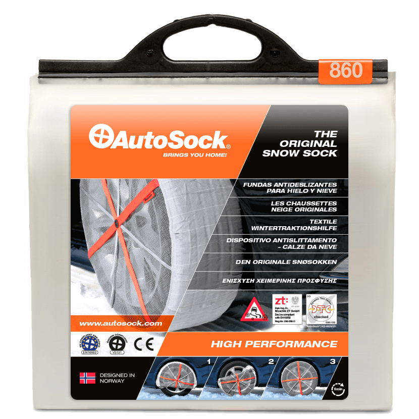 Product Packaging of AutoSock HP 860 HP860 for passenger cars and light commercial vehicles (front view)